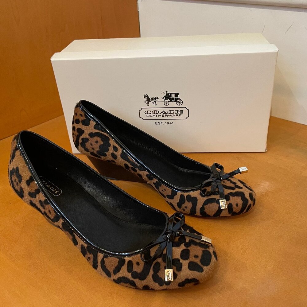 Coach Women's Sz 9M Ocelot print wedge low heels. Never worn outside!
